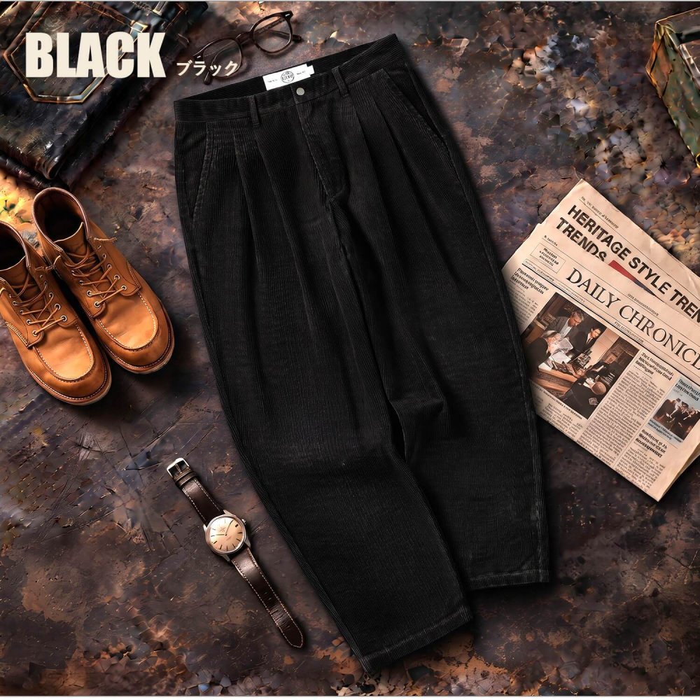 REDKAP レッドキャップ コーデュロイパンツ メンズ RDK-2604 2タック ワイドパンツ テーパード バルーンパンツ YKK 太畝 8WEL ワンウォッシュ スラックス ワーク ストリート カジュアル ファッション M L XL 2026FW Karlas