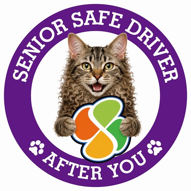カーサイン 高齢者マーク SENIOR SAFE DRIVER ラパーマ ステッカー シール 直径13cm 肉球 日本製 車