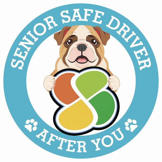 カーサイン 高齢者マーク SENIOR SAFE DRIVER ブルドッグ ステッカー シール 直径13cm 肉球 日本製 車