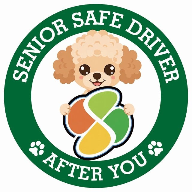 カーサイン 高齢者マーク SENIOR SAFE DRIVER チワプー ステッカー シール 直径13cm 肉球 日本製 車