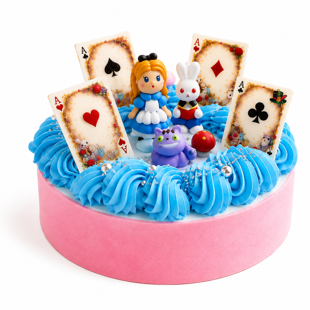 不思議の国 アリス 誕生日ケーキ 5号 女の子 子供 バースデーケーキ ホールケーキ かわいい カラフル レインボー いちご 冷凍ケーキ デコレーションケーキ ギフト 誕生日プレゼント お祝い 翌日配送 お急ぎ 送料無料