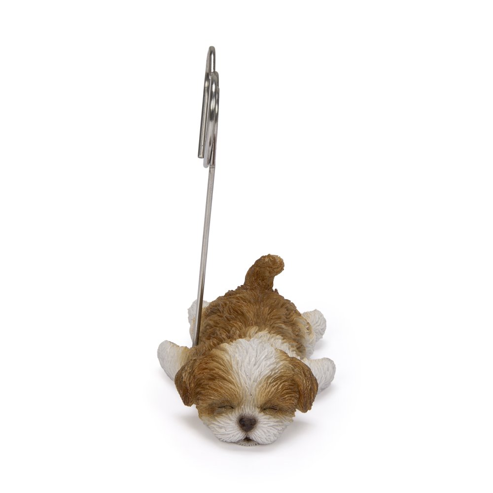 メモスタンド woobia ウービア シーズー 子犬 リアル動物オーナメント 高さ8cm デスク 卓上 インテリア 誕生日 お礼 退職祝い プチギフト 犬好き ギフト プレゼント メモホルダー