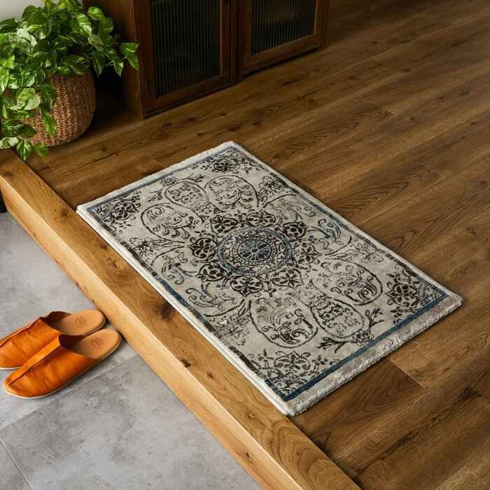 玄関 屋内 屋外 輸 入 ネカル アイボリー 約50×80cm 長方形 民族調 エスニック モダン シンプル オールシーズン 丈夫 50×80cm ノーア