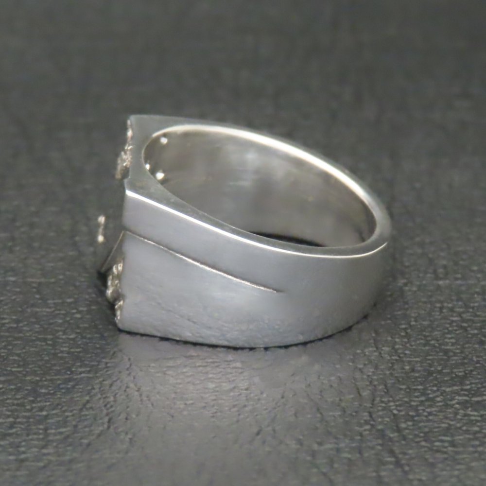 印台リング 指輪 シルバー925 【刻印無料】 印台 リング キュービックジルコニア キラキラ シルバーアクセサリー メンズ ユニセックス クリスマス 誕生日 プレゼント 記念日 父の日 母の日 ハンドメイド 手作り 彫金 ジュエリーボックス 箱 Grand Galleria グランドガレリア