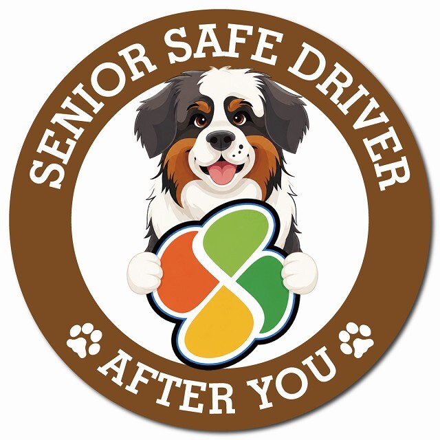 カーサイン 高齢者マーク SENIOR SAFE DRIVER セントバーナード マグネット 強力 直径13cm 肉球 日本製 車 ステッカー