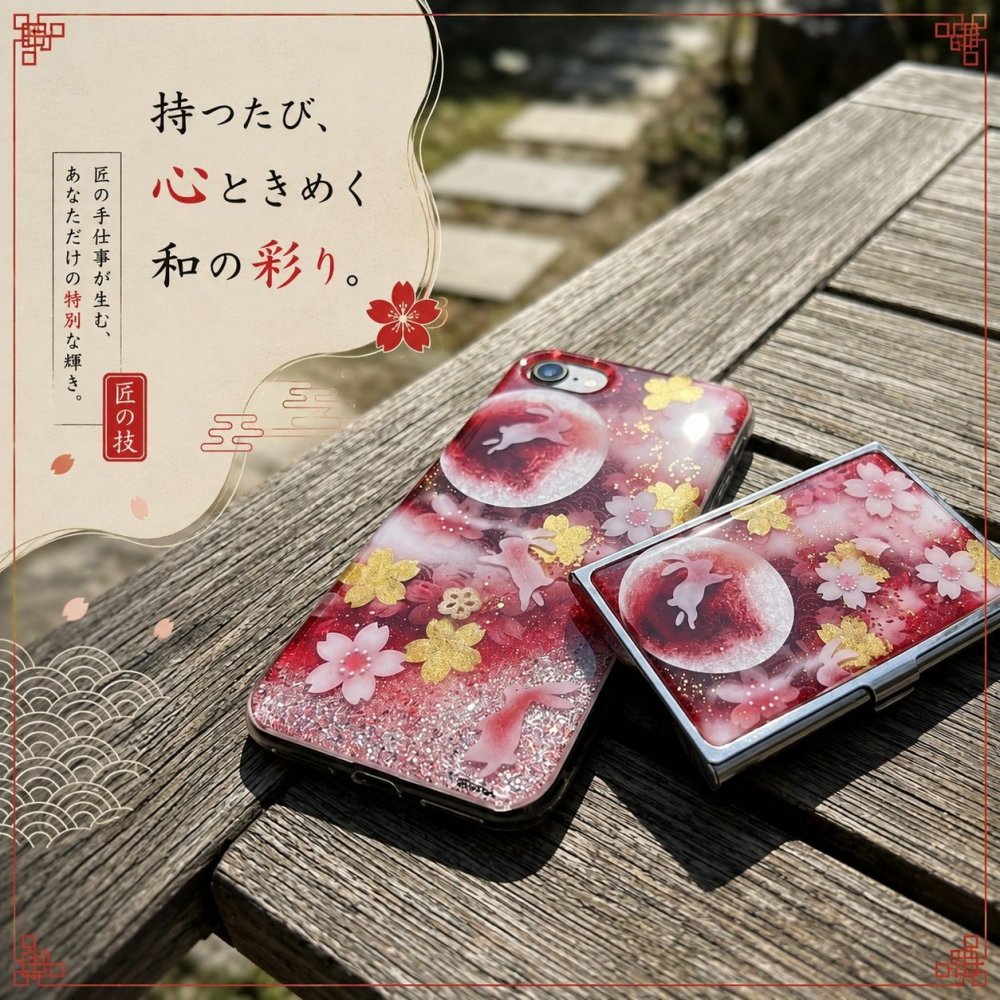 【全機種対応】職人の手作り！和柄スマホケース「利」名入れ 送料無料 和柄 和風 桜 職人 伝統工芸 ハンドメイド ハードケース 手帳型 iPhone 17 Xperia AQUOS Android 各機種対応