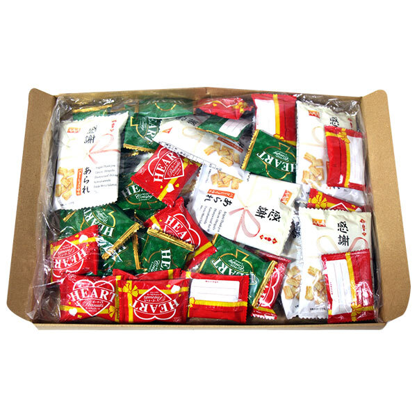 (全国送料無料)お菓子 詰め合わせ 【計40コ】感謝あられ(バターしょうゆ味)とミニハートチョコ(ピーナッツ・クリスピー)詰め合わせセット メール便 (omtmb9767z)【送料無料 詰め合わせ おやつ 小袋 個包装 お試し】