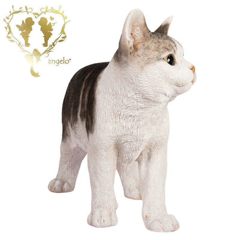 大きなサイズで【歩くサバトラ白猫(大）】CAT　本物そっくり  WooBia