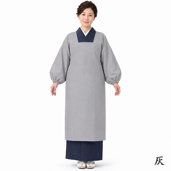 割烹着 日本製 カラー かわいい おしゃれ PO-111 無地 シンプル かっぽう着 日清紡 三ツ桃カラーブロード使用 エプロン スモック 和服 着物 きもの 水屋 礼装 保育士 母の日 白黒ピンク