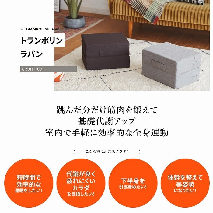 \クーポン配布中/ トレーニング用品 エクササイズ グッズ ミズノ mizuno トランポリン ラパン TRAMPOLINE lapin 体幹 フィットネス 室内用 宅トレ 全身運動 日本製 グレー ブラウン カバー洗濯可 折りたたみ クッション です
