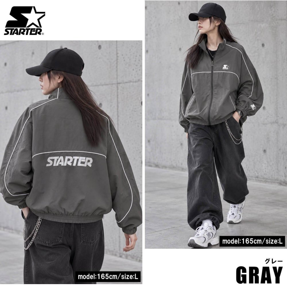 STARTER スターター スタンドブルゾン レディース メンズ sbm-6253トラックジャケット ナイロン タスラン メッシュ裏地 パイピング ワッペン ロゴ 刺繍 ジップアップ オーバーサイズ ストリート ヒップホップ ダンス M L XL 2026FW Karlas