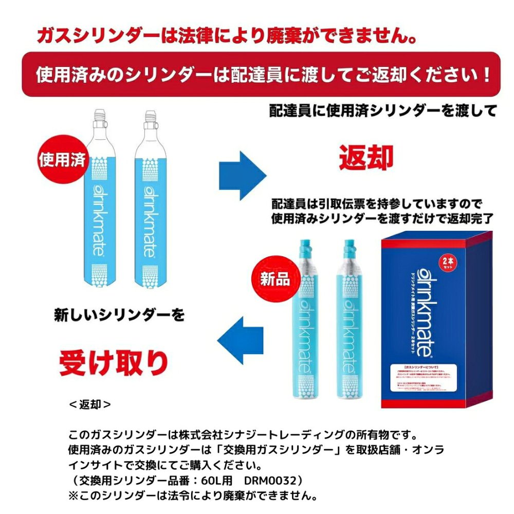 Drinkmate 641　家庭用炭酸飲料メーカー　スターターキット　電気不要　手動タイプ　ブラック／ホワイト　ガスシリンダー60L付　屋内外使用OK　新生活　ホームパーティに。国内モデル　※商品詳細を選択