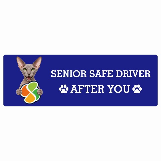 カーサイン 高齢者マーク SENIOR SAFE DRIVER ピーターボールド ステッカー シール 長方形 15x5cm 肉球 日本製 車