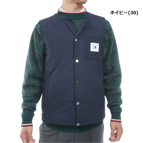 トミーヒルフィガー ゴルフ メンズ ノーカラー 中綿ベスト TOMMY HILFIGER THMA674 2026年秋冬モデル お誕生日祝い お祝い 記念品 お父さん 父の日 彼氏 男性 30代 40代 50代 60代  還暦祝い 敬老の日 人気プレゼント プレゼント