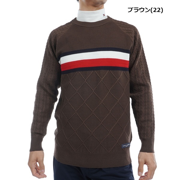 トミーヒルフィガー ゴルフ メンズ シグネチャーストライプ クルーネックセーター TOMMY HILFIGER GOLF THMA473 秋冬モデル お誕生日祝い お祝い 記念品 お父さん 父の日 彼氏 男性 30代 40代 50代 60代  還暦祝い 敬老の日 人気プレゼント プレゼント