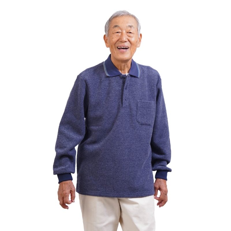 シニアファッション メンズ 80代 70代 60代 90代 秋冬 あったか 長袖 ブークレーボーダー 裏起毛 ポロシャツ おじいちゃん 服 誕生日 プレゼント 紳士服 男性 祖父 お年寄り 老人 高齢者 ギフト（cki-mt8-81463894）