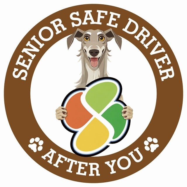 カーサイン 高齢者マーク SENIOR SAFE DRIVER ディアハウンド ステッカー シール 直径13cm 肉球 日本製 車