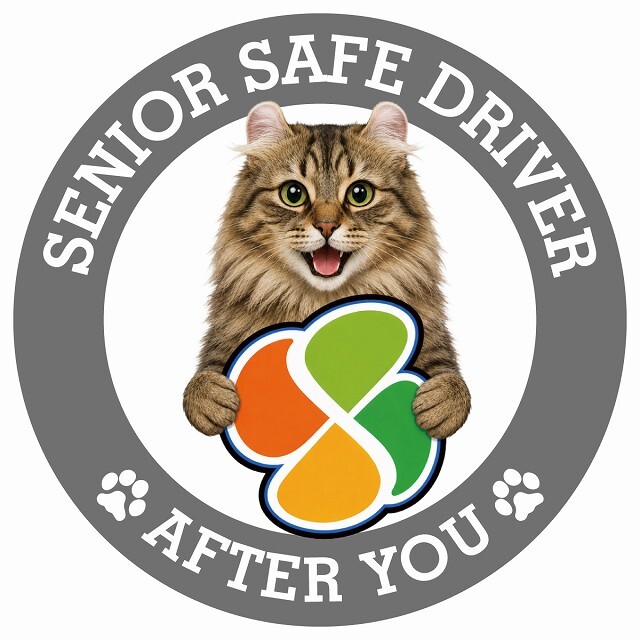 カーサイン 高齢者マーク SENIOR SAFE DRIVER アメリカンカール ステッカー シール 直径13cm 肉球 日本製 車