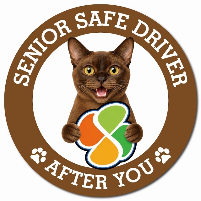 カーサイン 高齢者マーク SENIOR SAFE DRIVER バーミーズ マグネット 強力 直径13cm 肉球 日本製 車 ステッカー
