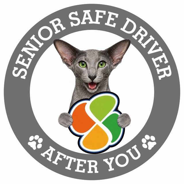 カーサイン 高齢者マーク SENIOR SAFE DRIVER オリエンタルショートヘア ステッカー シール 直径13cm 肉球 日本製 車