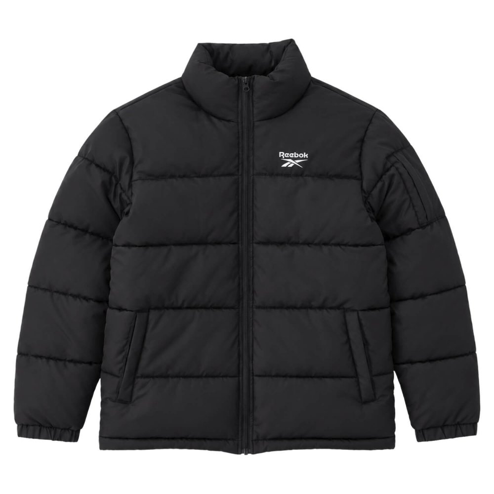 Reebok リーボック 中綿ジャケット メンズ 長袖 アウター スタンドカラー フルジップ  軽量 防寒 あたたかい ロゴ スポーツ ブランド 大きいサイズ ゆったり ユニセックス 大人 カジュアル アウター 春 秋 冬 M L LL 黒 別注 2026fw karlas