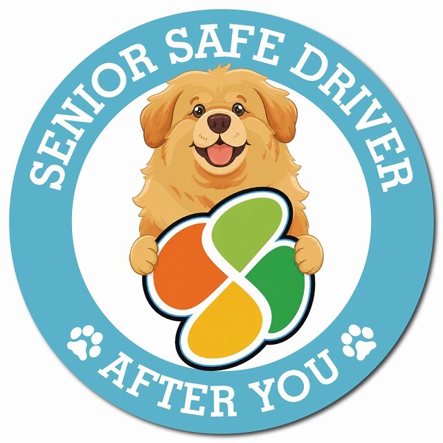カーサイン 高齢者マーク SENIOR SAFE DRIVER チベタンマスティフ マグネット 強力 直径13cm 肉球 日本製 車 ステッカー