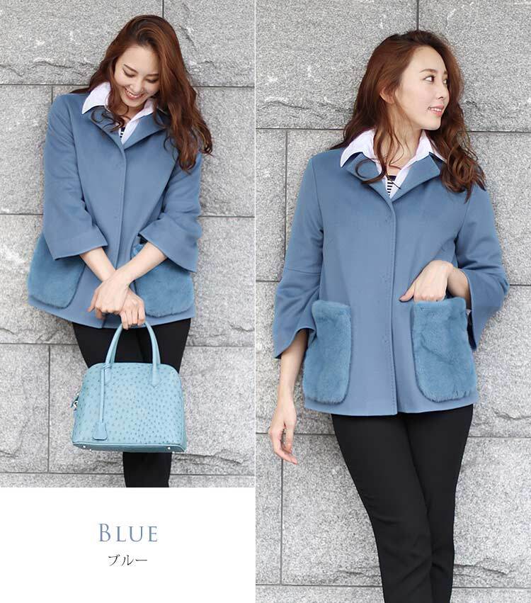 Filomo/フィローモ loro piana カシミヤ混 ウールコート ファーポケット付き レディース ミンク コペンハーゲン 冬 着丈68cm テーラーカラー キャメル/レッド/ブルー/ブラック ギフト プレゼント 卒業式 入学式 母 7F (02000235r)