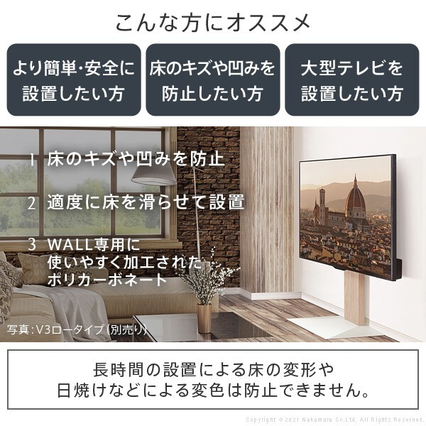 WALLインテリアテレビスタンドV2ハイタイプ専用 ポリカーボネートフロアシート テレビ台 テレビスタンド 部品 パーツ フローリング 床保護パネル 床 シート 傷防止 キズ防止 汚れ防止 保護 WALLオプション