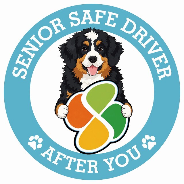 カーサイン 高齢者マーク SENIOR SAFE DRIVER バーニードゥードル ステッカー シール 直径13cm 肉球 日本製 車