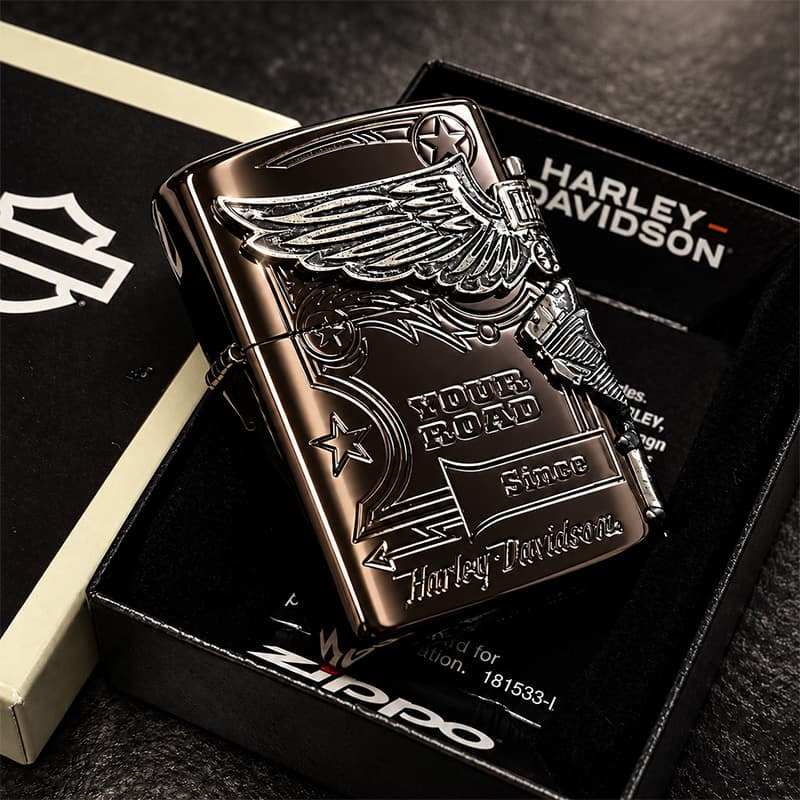 ZIPPO ライター ハーレー ダビッドソン ジッポ チョコブラウン チタン加工 3面大型メタル イーグル HARLEY-DAVIDSON 日本国内限定モデル かっこいい ギフト