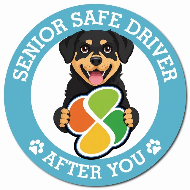 カーサイン 高齢者マーク SENIOR SAFE DRIVER ロットワイラー マグネット 強力 直径13cm 肉球 日本製 車 ステッカー