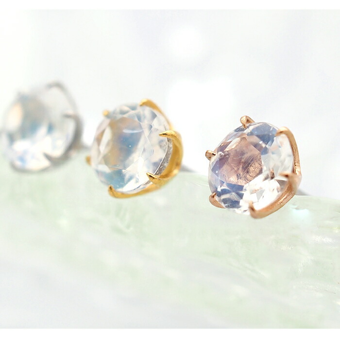 セカンドピアス つけっぱなし ピアス 天然石 6月 誕生石 4mm ブルームーンストーン 軸太 ロングポスト 金属アレルギー対応 ステンレス 医療用 サージカル 片耳 1個