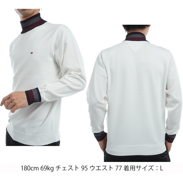トミーヒルフィガー ゴルフ メンズ シグネチャーストライプ ハイネックセーター TOMMY HILFIGER GOLF THMA471 秋冬モデル お誕生日祝い お祝い 記念品 お父さん 父の日 彼氏 男性 30代 40代 50代 60代  還暦祝い 敬老の日 人気プレゼント プレゼント