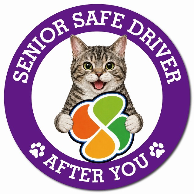 カーサイン 高齢者マーク SENIOR SAFE DRIVER アメリカンワイヤーヘア マグネット 強力 直径13cm 肉球 日本製 車 ステッカー