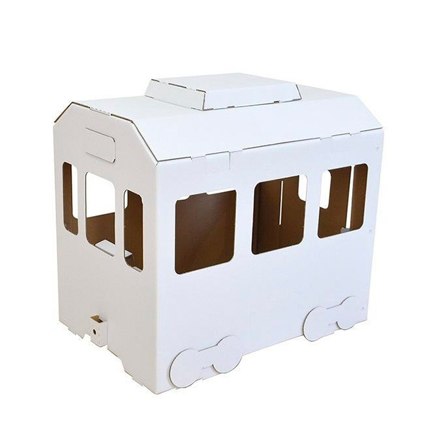 hacomo ダンボール電車[電車 おもちゃ 工作キット 知育玩具 段ボール ハコモ ダンボール 工作 子供 室内遊び 組み立て 乗り物 幼稚園 小学生 自由研究 プレゼント 誕生日 キッズ 秘密基地 ごっこ遊び 簡単 リサイクル エコ]