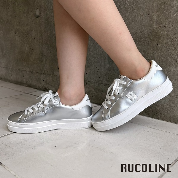 ルコライン スニーカー ルコライン 靴 RUCO LINE RUCO-018SI CALF PU LUX 光沢 シルバー 合皮 無地 ローカット ファスナー無し ルコライン レディース シューズ RUCO LINE ルコラインスニーカー フラットソール 新作 取扱店 京都 母の日