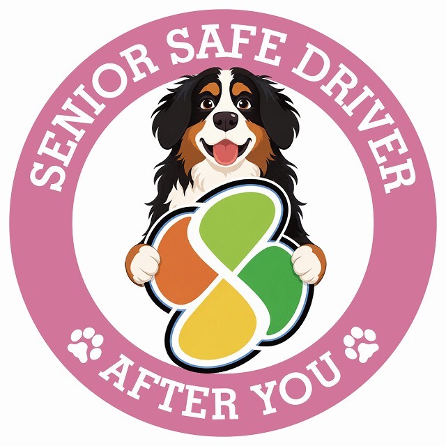 カーサイン 高齢者マーク SENIOR SAFE DRIVER バーニーズマウンテンドッグ ステッカー シール 直径13cm 肉球 日本製 車