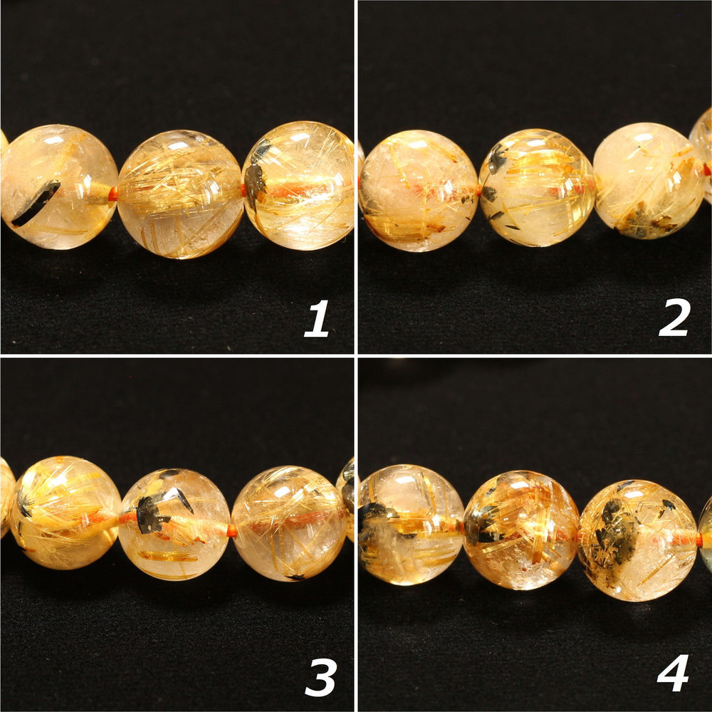 天然石ブレスレット【金黒のルチルが縦横に走る】10mm ゴールドルチルクォーツ 艶感 一点物【GHB192】浄化発送 京海堂