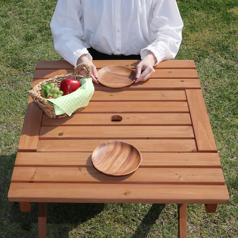 杉材BBQテーブル&ベンチセット ミニ コンロスペース付 オレンジ 1色展開 ガーデンテーブル 屋外 庭 ベランダ テラス アウトドア おしゃれ シンプル 新生活 家具 インテリア 不二貿易