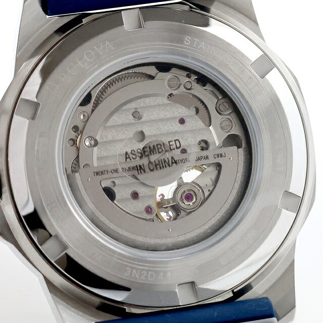 アウトレット ブローバ マリンスター 自動巻き 腕時計 ブランド メンズ オープンハート BULOVA 98A303 アナログ ネイビー