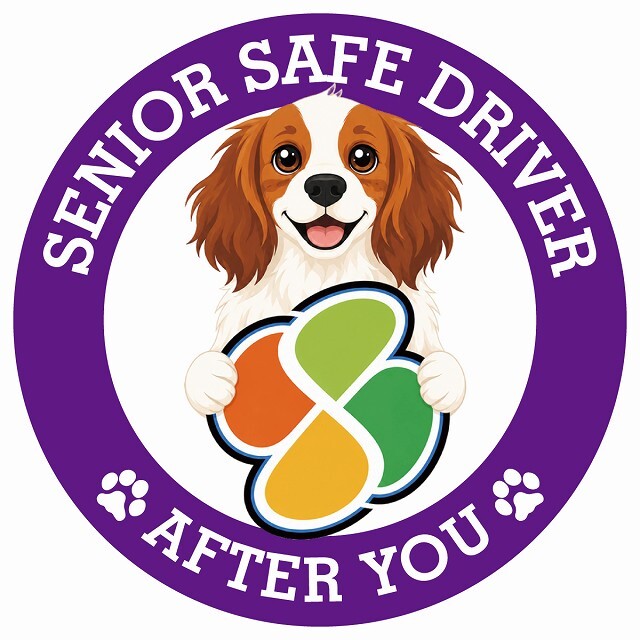 カーサイン 高齢者マーク SENIOR SAFE DRIVER コーイケルホーンディエ ステッカー シール 直径13cm 肉球 日本製 車