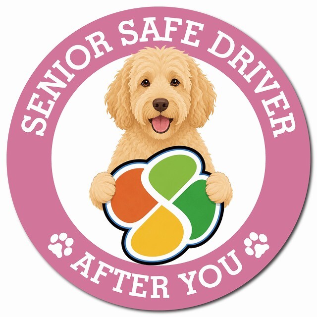 カーサイン 高齢者マーク SENIOR SAFE DRIVER ラブラドゥードル マグネット 強力 直径13cm 肉球 日本製 車 ステッカー
