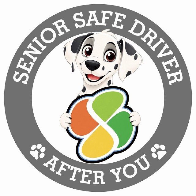 カーサイン 高齢者マーク SENIOR SAFE DRIVER ダルメシアン ステッカー シール 直径13cm 肉球 日本製 車