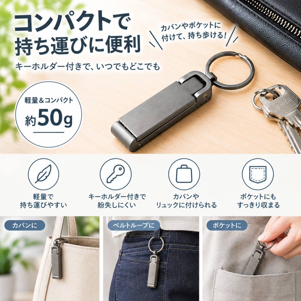 心地よい日常を贈る 2WAYスタンドバッグハンガー（スマホスタンド機能付き） 記念品・お祝い・法人ギフト用個装箱入り