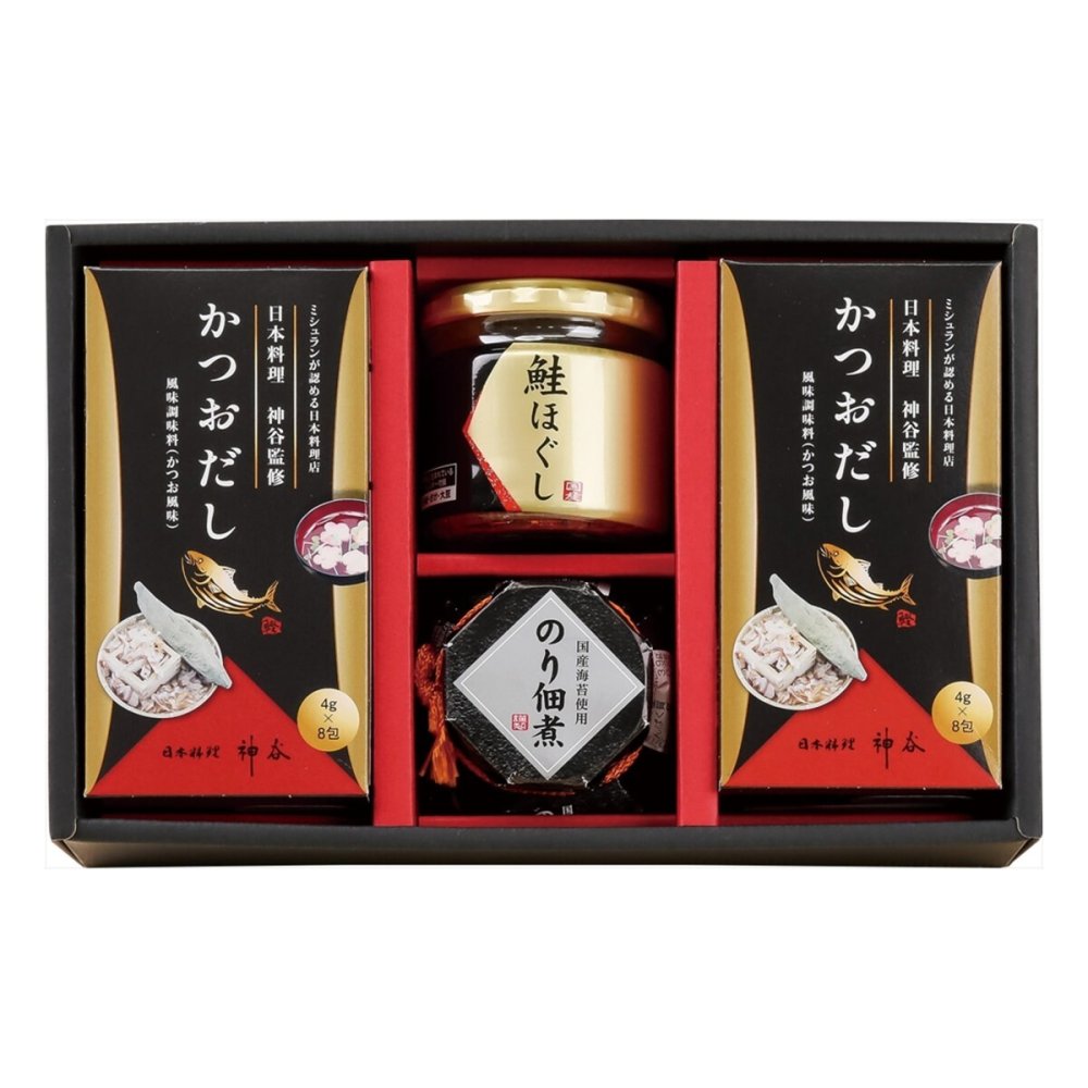 日本料理 神谷 監修 海の恵 詰合せ ギフトセット 3種 計4点入 だし 佃煮 鮭ほぐし 詰め合わせ【北海道・沖縄県・離島 配送不可】