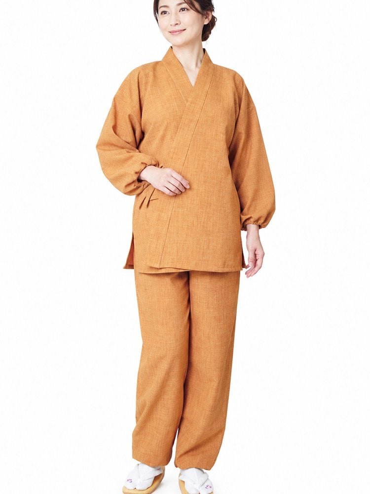 作務衣 日本製 女性 麻ライク ポリエステル100％ 1112 S/M/L 夏 母の日 ギフト プレゼント