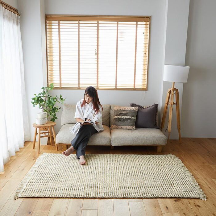 夏ラグ 夏用カーペット ラグ ラグマット カーペット ワッフル 綿混 コットン かわいい 北欧 おしゃれ リビング 長方形 正方形 マット オールシーズン オシャレ ナチュラル 夏用 夏 カジュアル シンプル 無地