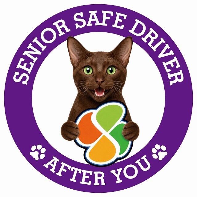 カーサイン 高齢者マーク SENIOR SAFE DRIVER ハバナブラウン ステッカー シール 直径13cm 肉球 日本製 車