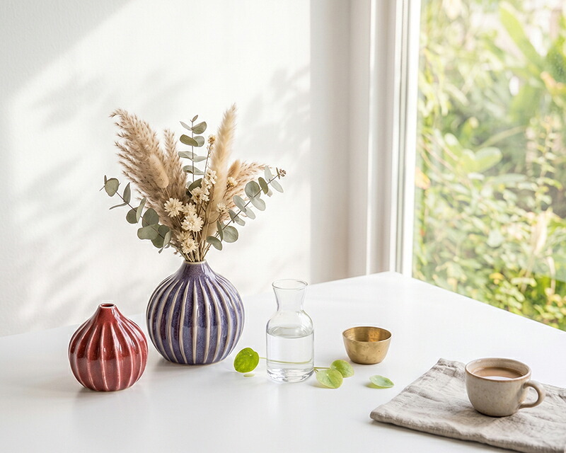 玉ねぎ陶器の花瓶 削ぎ オニオン S・L フラワーベース セン トーツウ｜レッド ブルー パープル｜ おしゃれ かわいい｜北欧 カフェ風 インテリア 一輪挿し 花びん 花器｜ギフト プレゼント 新生活 母の日【TOTU】