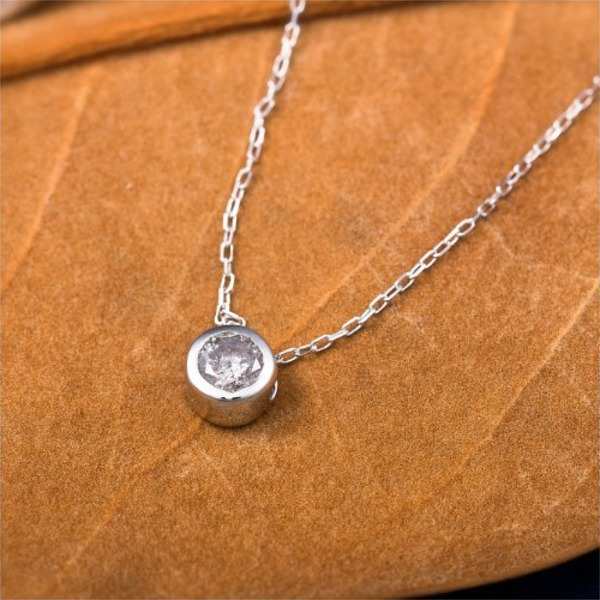 ネックレス レディース ダイヤモンド 0.15ct K18WG 18金 ホワイトゴールド フクリン留め 一粒ダイヤ ペンダント シンプル 華奢 普段使い プレゼント ギフト 記念日 誕生日